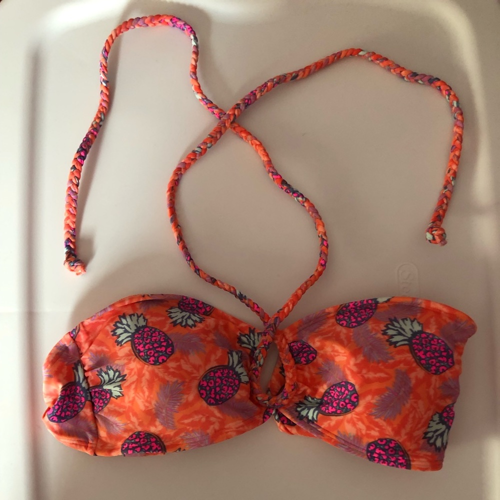 Orange Pineapple Print Swim Top BIKINI